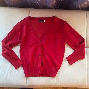 Deep red cardigan